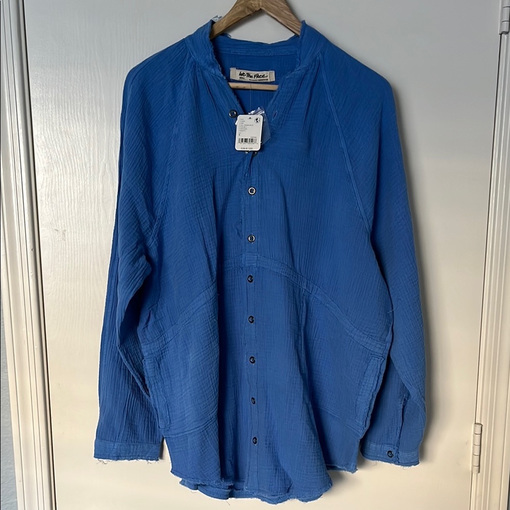 We The Free Blue Button-Up Shirt